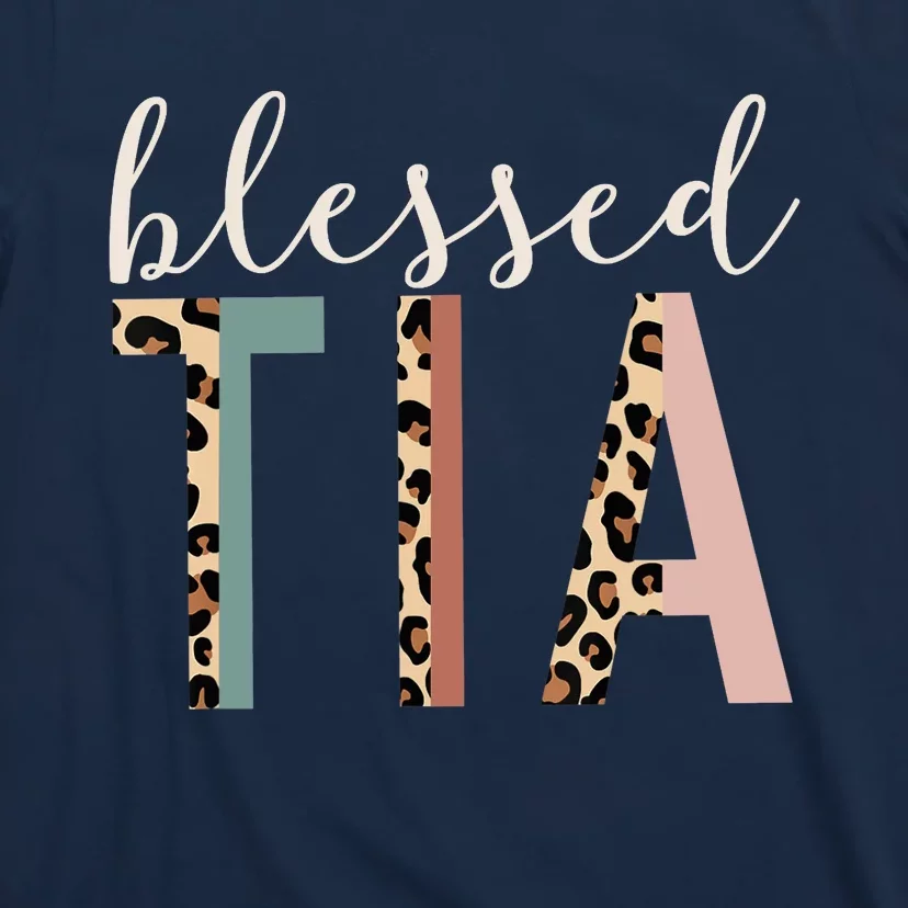 Blessed Tia Aunt Cute Leopard Print T-Shirt