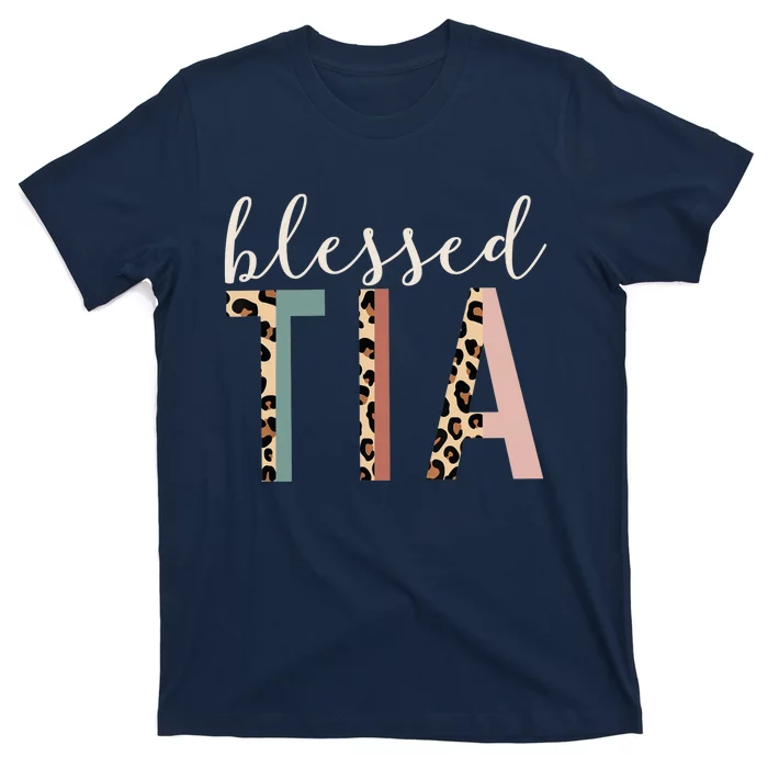 Blessed Tia Aunt Cute Leopard Print T-Shirt