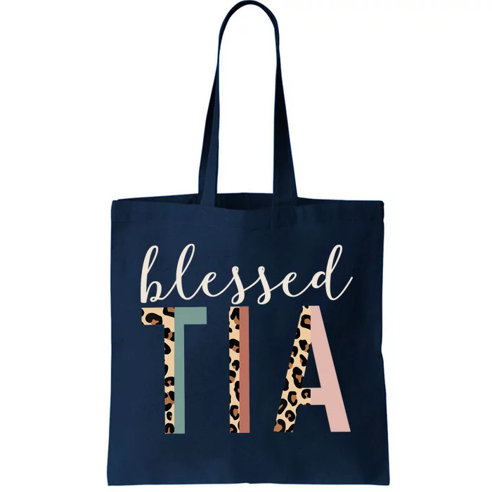 Blessed Tia Aunt Cute Leopard Print Tote Bag