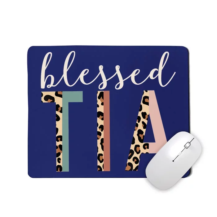 Blessed Tia Aunt Cute Leopard Print Mousepad