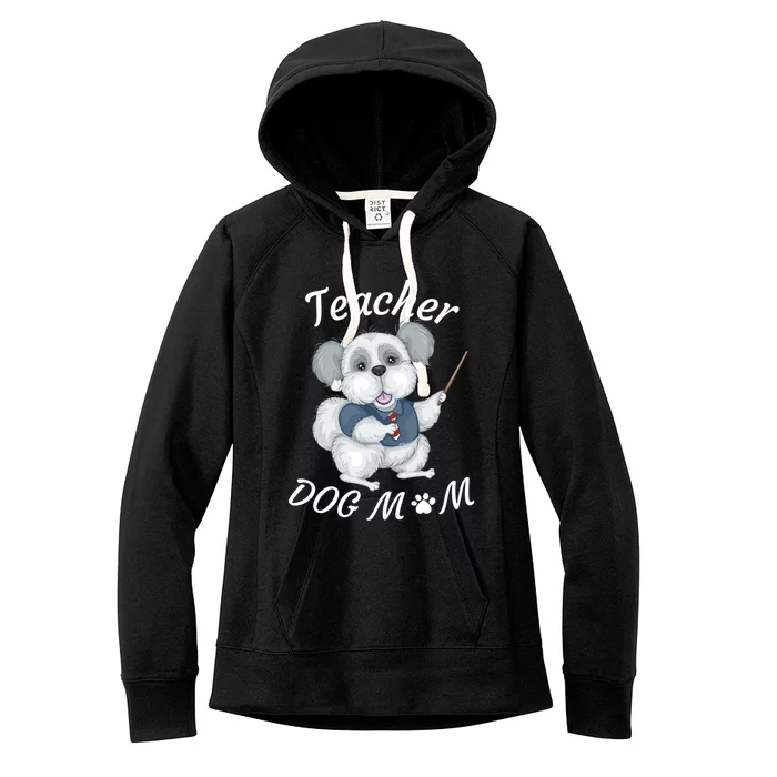 Best Teacher And Dog Mom Mother's Day Fun Cool Gift Women's Fleece Hoodie