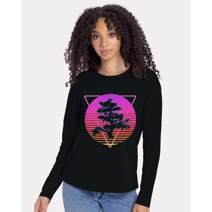 Bonsai Tree Art Japanese Retro Vaporwave Vintage 80s 90s Womens Cotton Relaxed Long Sleeve T-Shirt