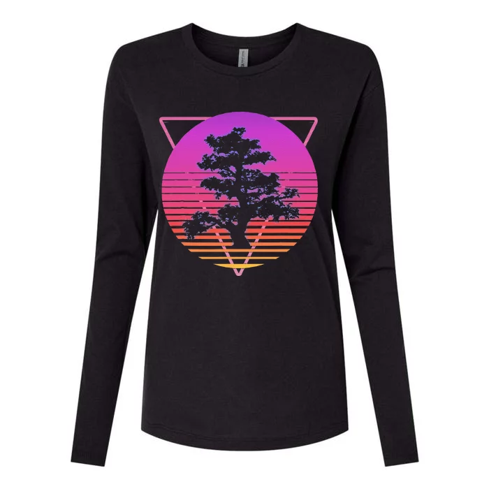 Bonsai Tree Art Japanese Retro Vaporwave Vintage 80s 90s Womens Cotton Relaxed Long Sleeve T-Shirt