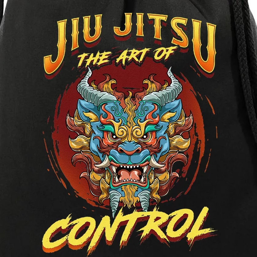 Bjj The Art Of Control Grappling Jiu Jitsu Foo Dog Drawstring Bag