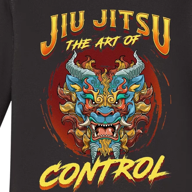 Bjj The Art Of Control Grappling Jiu Jitsu Foo Dog Baby Long Sleeve Bodysuit