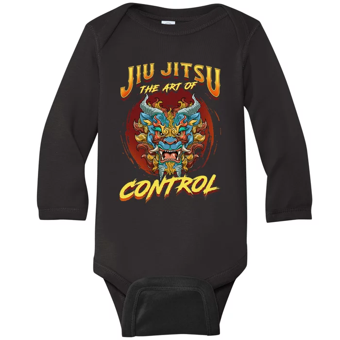 Bjj The Art Of Control Grappling Jiu Jitsu Foo Dog Baby Long Sleeve Bodysuit