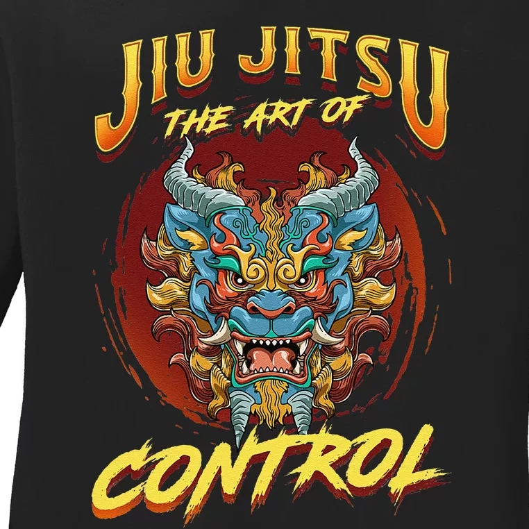 Bjj The Art Of Control Grappling Jiu Jitsu Foo Dog Ladies Long Sleeve Shirt