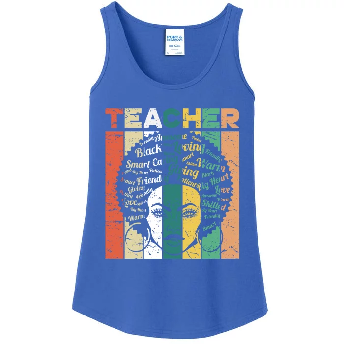 Black Teacher Afro Retro Black History Month Gift Ladies Essential Tank