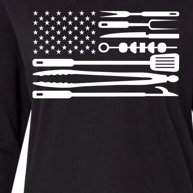 BBQ Tools American Flag Womens Cotton Relaxed Long Sleeve T-Shirt