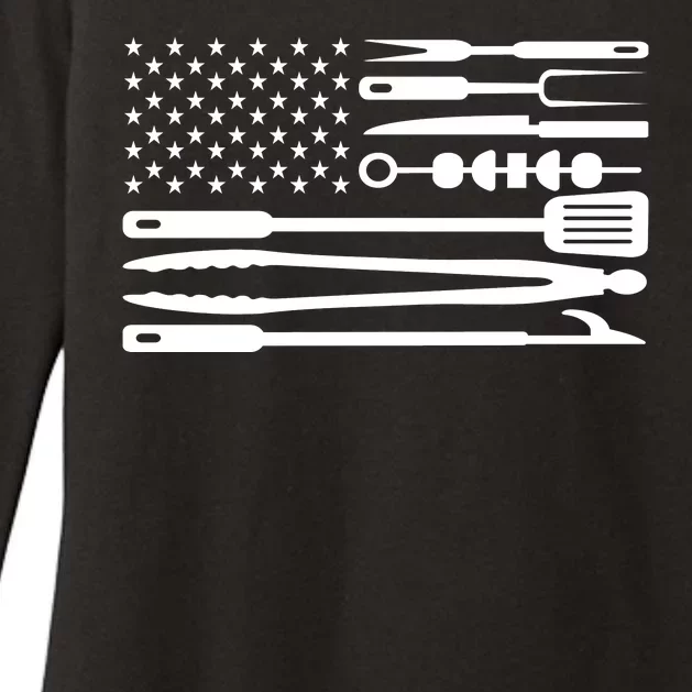 BBQ Tools American Flag Womens CVC Long Sleeve Shirt