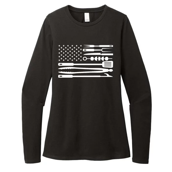 BBQ Tools American Flag Womens CVC Long Sleeve Shirt