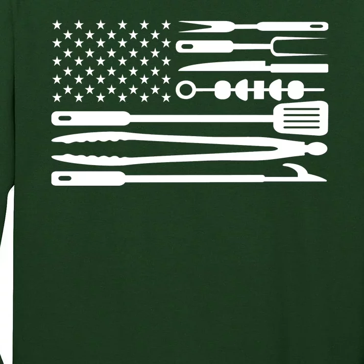 BBQ Tools American Flag Tall Long Sleeve T-Shirt