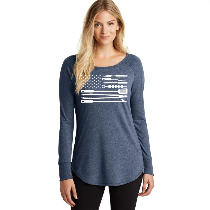 BBQ Tools American Flag Women's Perfect Tri Tunic Long Sleeve Shirt