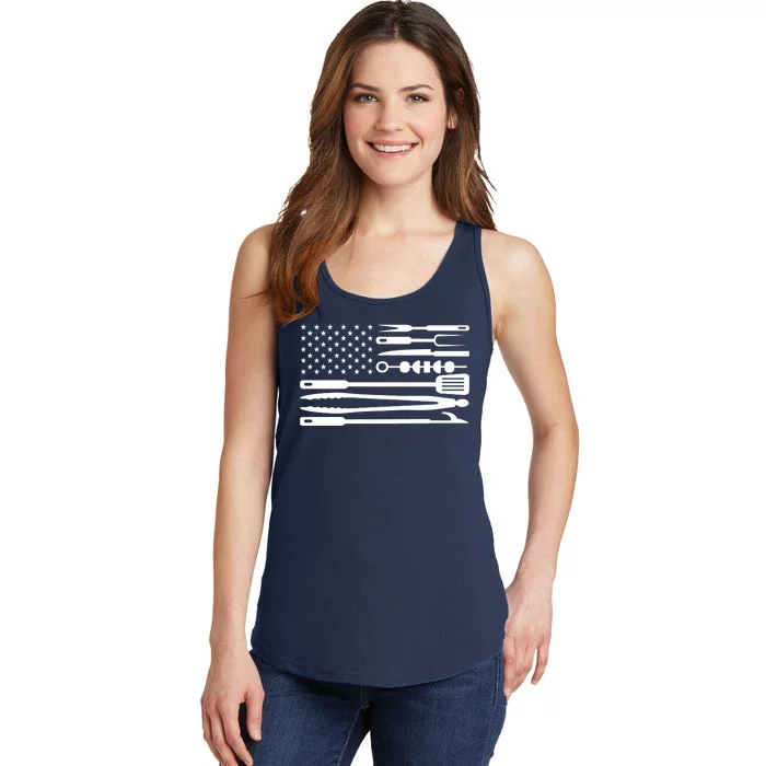 BBQ Tools American Flag Ladies Essential Tank