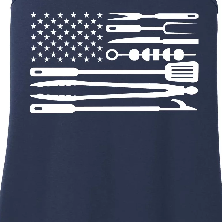 BBQ Tools American Flag Ladies Essential Tank