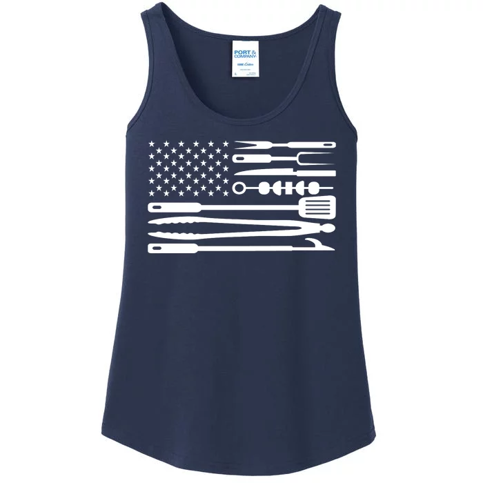 BBQ Tools American Flag Ladies Essential Tank