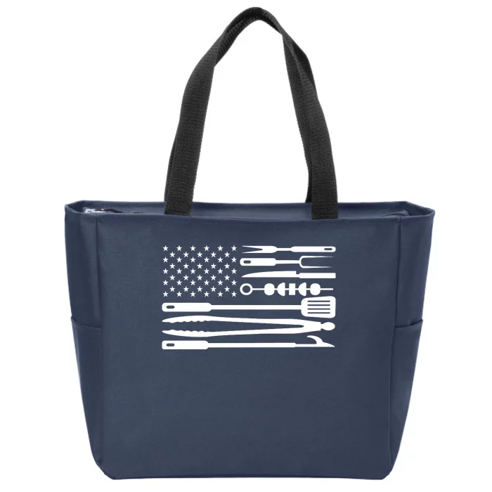 BBQ Tools American Flag Zip Tote Bag