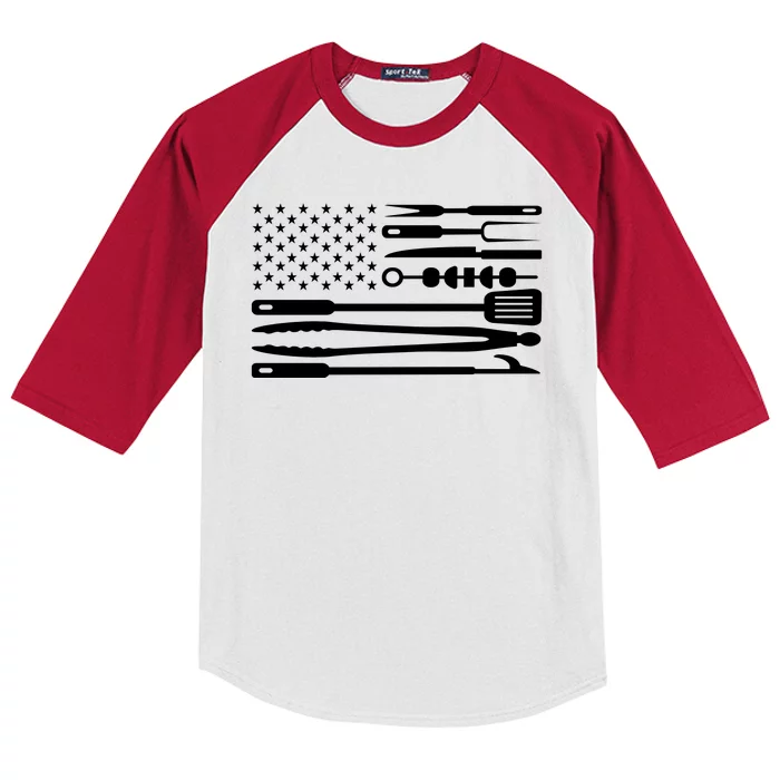 BBQ Tools American Flag Kids Colorblock Raglan Jersey