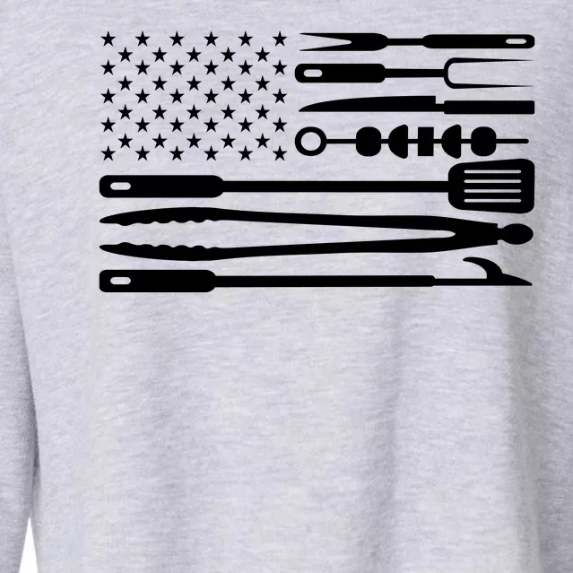 BBQ Tools American Flag Cropped Pullover Crew