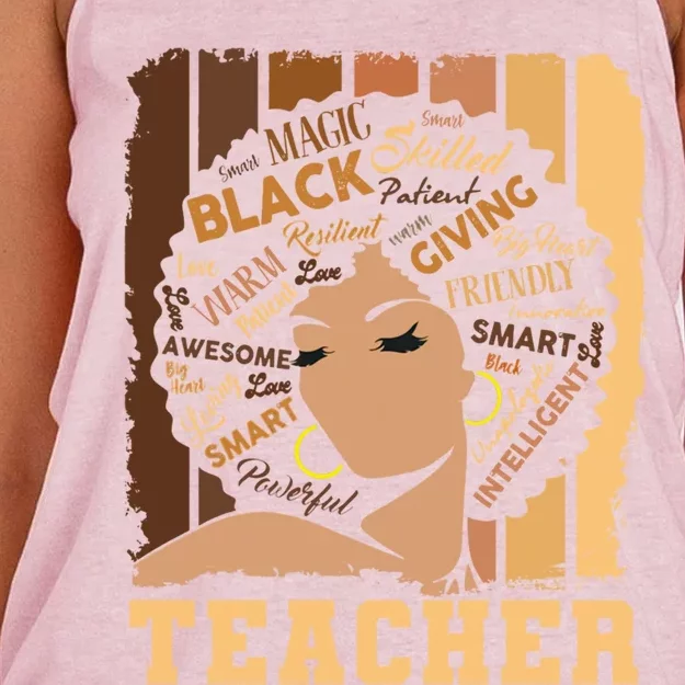 Black Teacher Afro Smart African American Love Melanin Gift Women's Knotted Racerback Tank