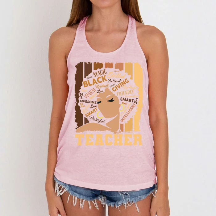 Black Teacher Afro Smart African American Love Melanin Gift Women's Knotted Racerback Tank