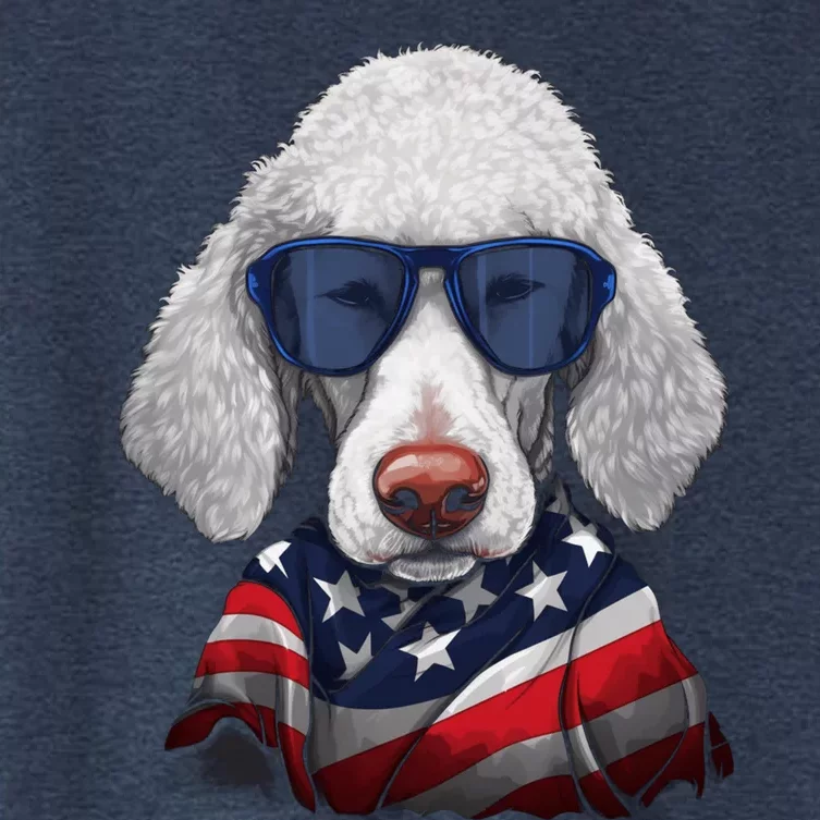 Bedlington Terrier American Flag USA Tee 4th July Gifts Tees Women's Crop Top Tee