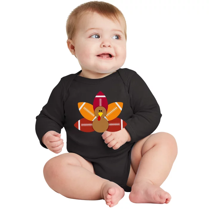 Baby Turkey And Football Balls Sport Lovers Baby Long Sleeve Bodysuit