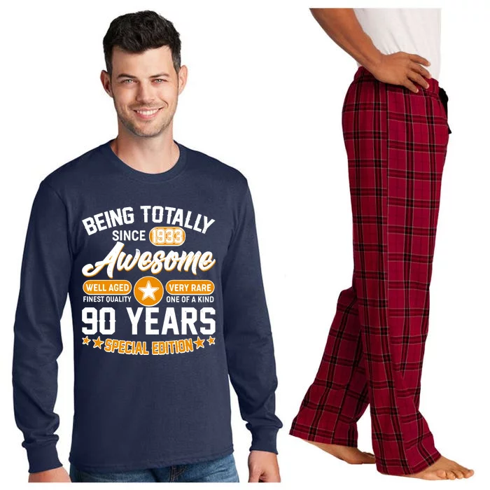 Being Totally Awesome Special Edition Since 1933 90 Years Birthday Long Sleeve Pajama Set