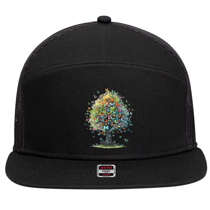 Butterfly Tree Aesthetics Butterflies Beautiful Aesthetics 7 Panel Mesh Trucker Snapback Hat