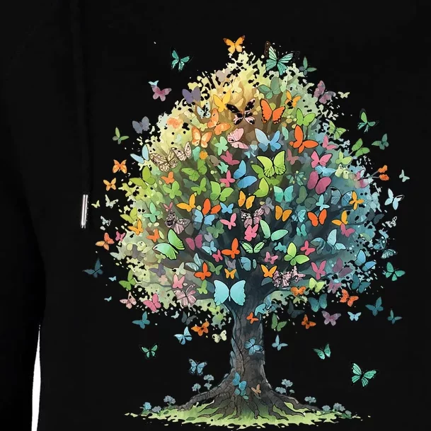 Butterfly Tree Aesthetics Butterflies Beautiful Aesthetics Womens Funnel Neck Pullover Hood