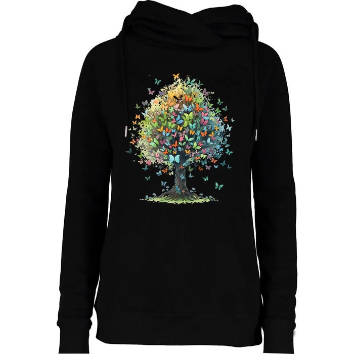 Butterfly Tree Aesthetics Butterflies Beautiful Aesthetics Womens Funnel Neck Pullover Hood