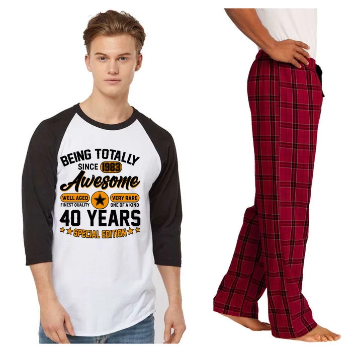 Being Totally Awesome Special Edition Since 1983 40 Years Birthday Raglan Sleeve Pajama Set