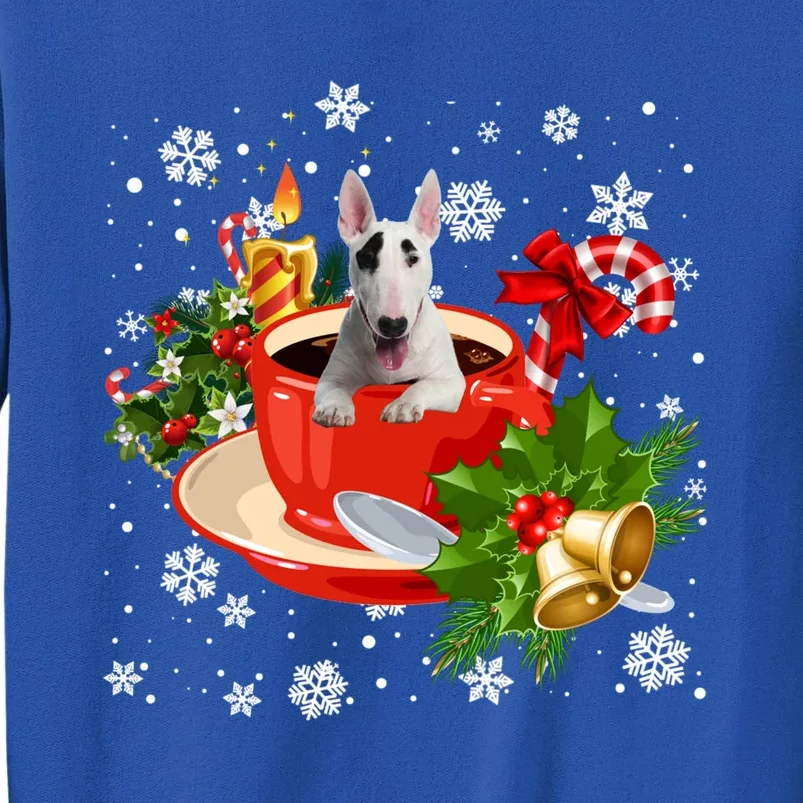 Bull Terrier And Coffee Christmas Snow Lights Pajamas Xmas Gift Sweatshirt