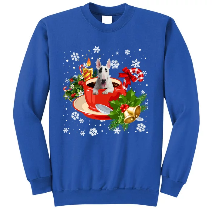 Bull Terrier And Coffee Christmas Snow Lights Pajamas Xmas Gift Sweatshirt