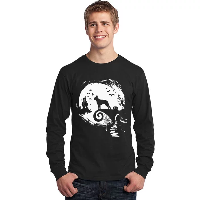 Boston Terrier And Moon Halloween Costume Dog Lover Funny Tall Long Sleeve T-Shirt