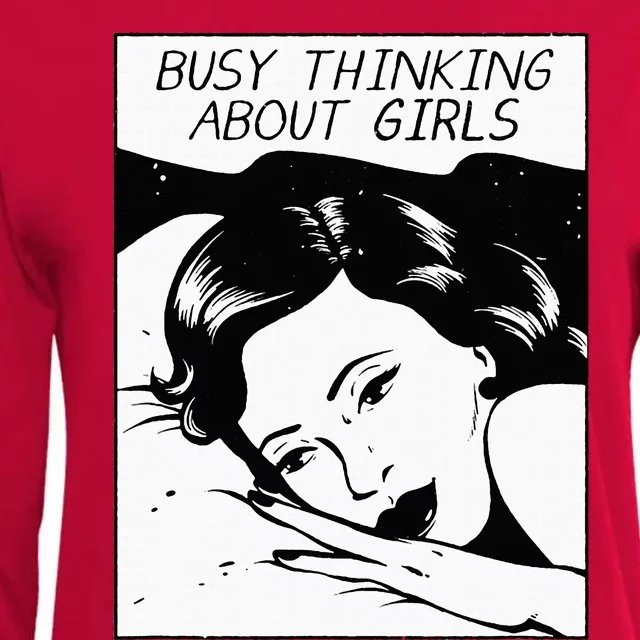 Busy Thinking About Womens Cotton Relaxed Long Sleeve T-Shirt