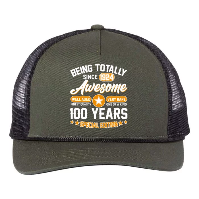 Being Totally Awesome Special Edition Since 1924 100 Years Birthday Retro Rope Trucker Hat Cap