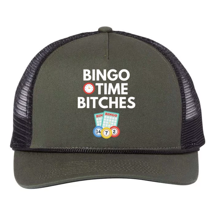 Bingo Time Bitches Funny Bingo Player Game Lover Gift Humor Retro Rope Trucker Hat Cap