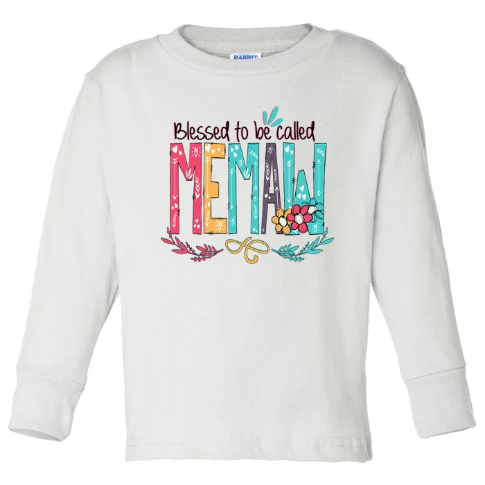 Blessed To Be Called Memaw Colorful Mothers Day Gifts Toddler Long Sleeve Shirt