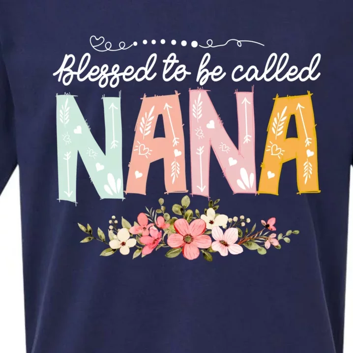 Blessed To Be Called Nana MotherS Day Flower Gifts Family Sueded Cloud Jersey T-Shirt