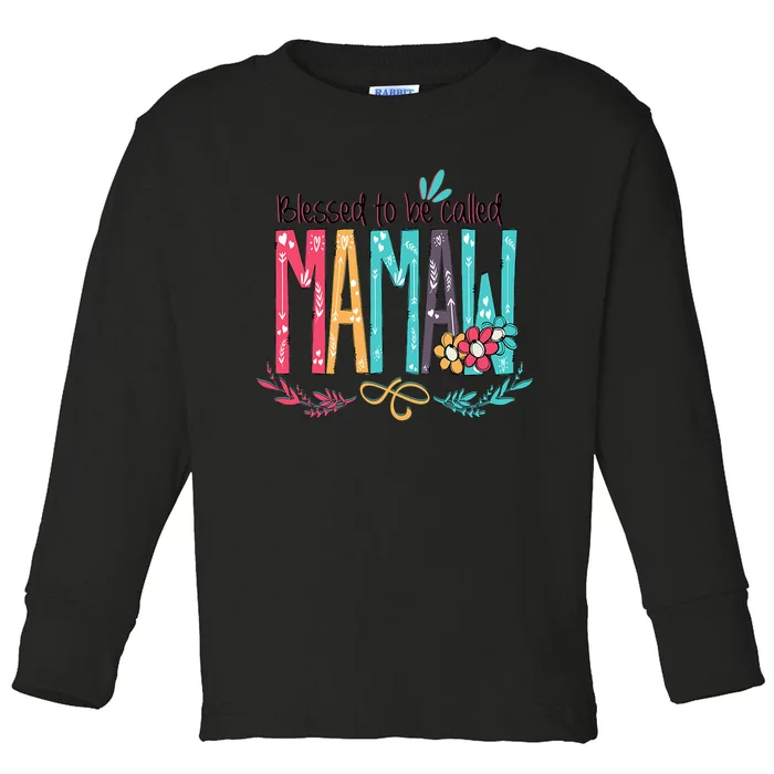 Blessed To Be Called Mamaw Colorful Grandma.Png Toddler Long Sleeve Shirt