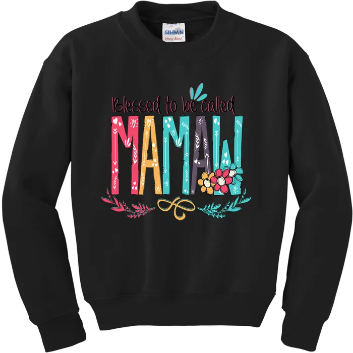 Blessed To Be Called Mamaw Colorful Grandma.Png Kids Sweatshirt