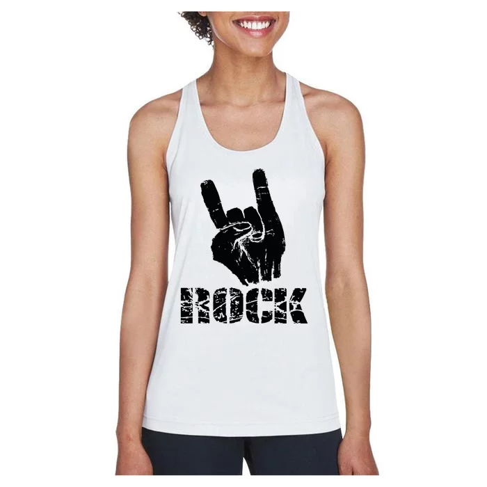 Born To Be Rock Star Hand Horns Women's Racerback Tank