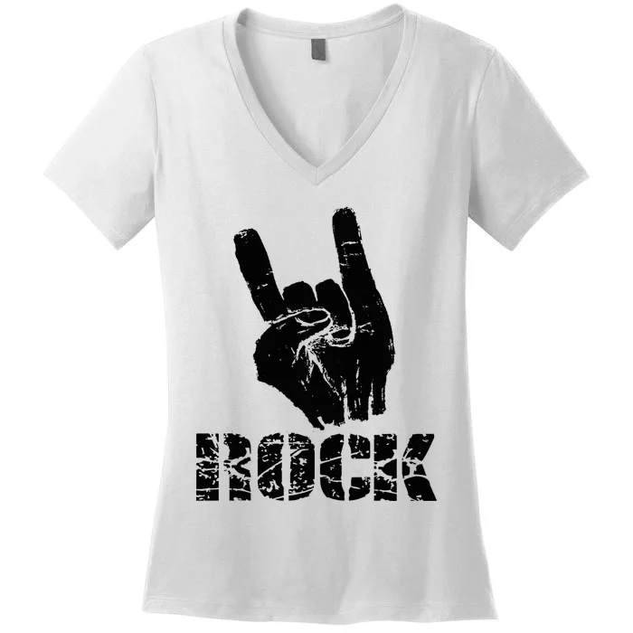 Born To Be Rock Star Hand Horns Women's V-Neck T-Shirt