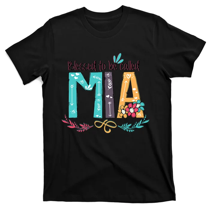 Blessed To Be Called Mia Colorful Grandma T-Shirt