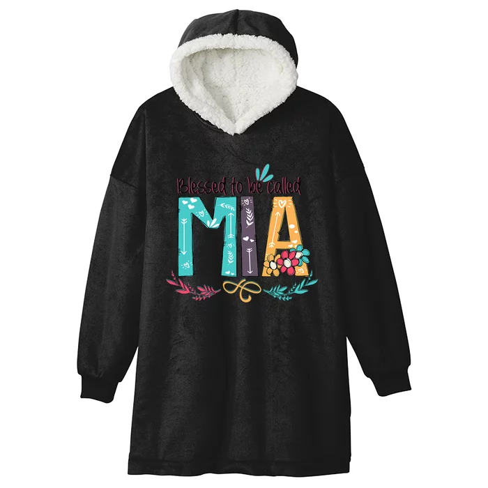 Blessed To Be Called Mia Colorful Grandma Hooded Wearable Blanket