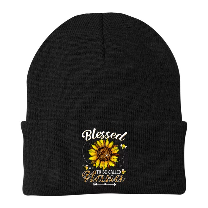 Blessed To Be Called Nana Funny Leopard Sunflower And Bee Knit Cap Winter Beanie