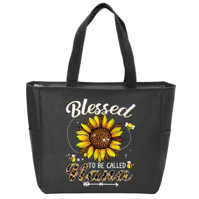 Blessed To Be Called Nana Funny Leopard Sunflower And Bee Zip Tote Bag