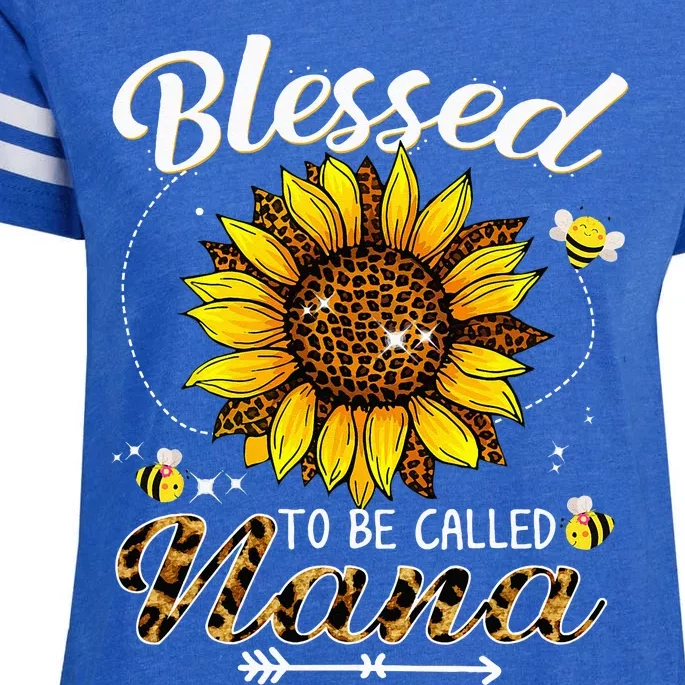 Blessed To Be Called Nana Funny Leopard Sunflower And Bee Enza Ladies Jersey Football T-Shirt