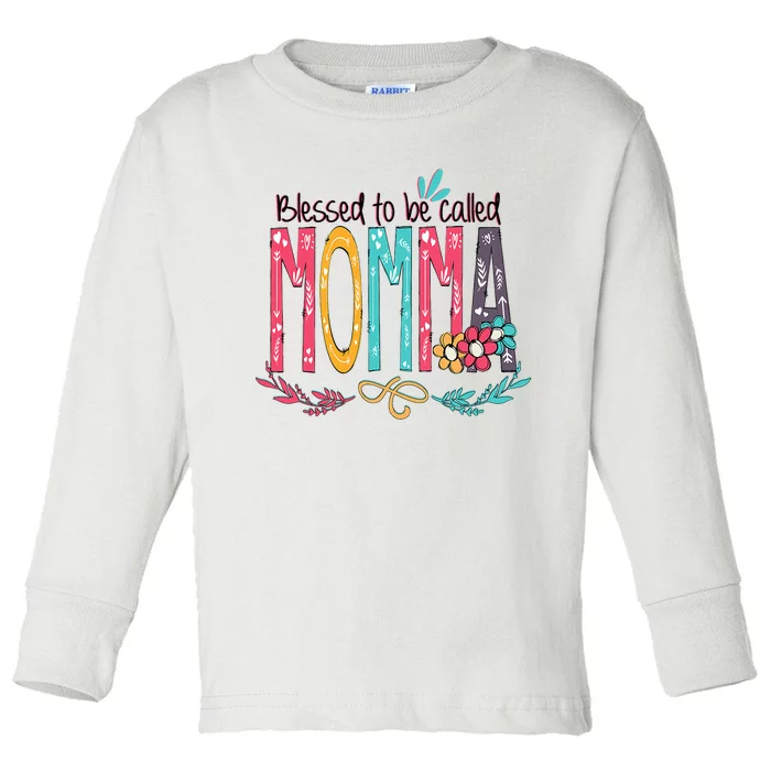 Blessed To Be Called Momma Colorful Grandma Toddler Long Sleeve Shirt